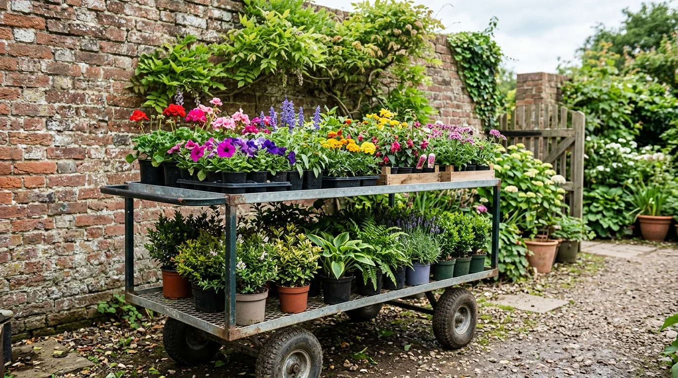 Colourful bedding plants and garden flowers