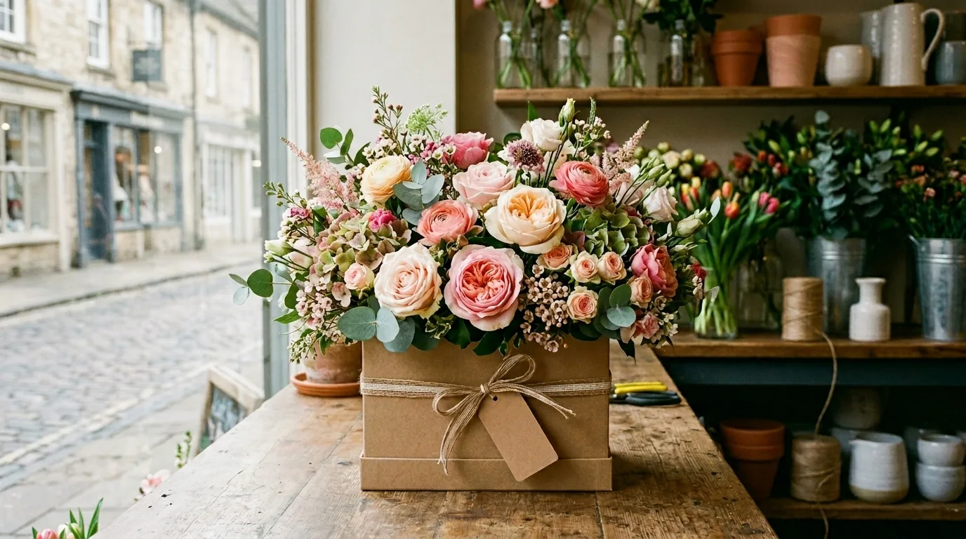 Box of flowers gift arrangement