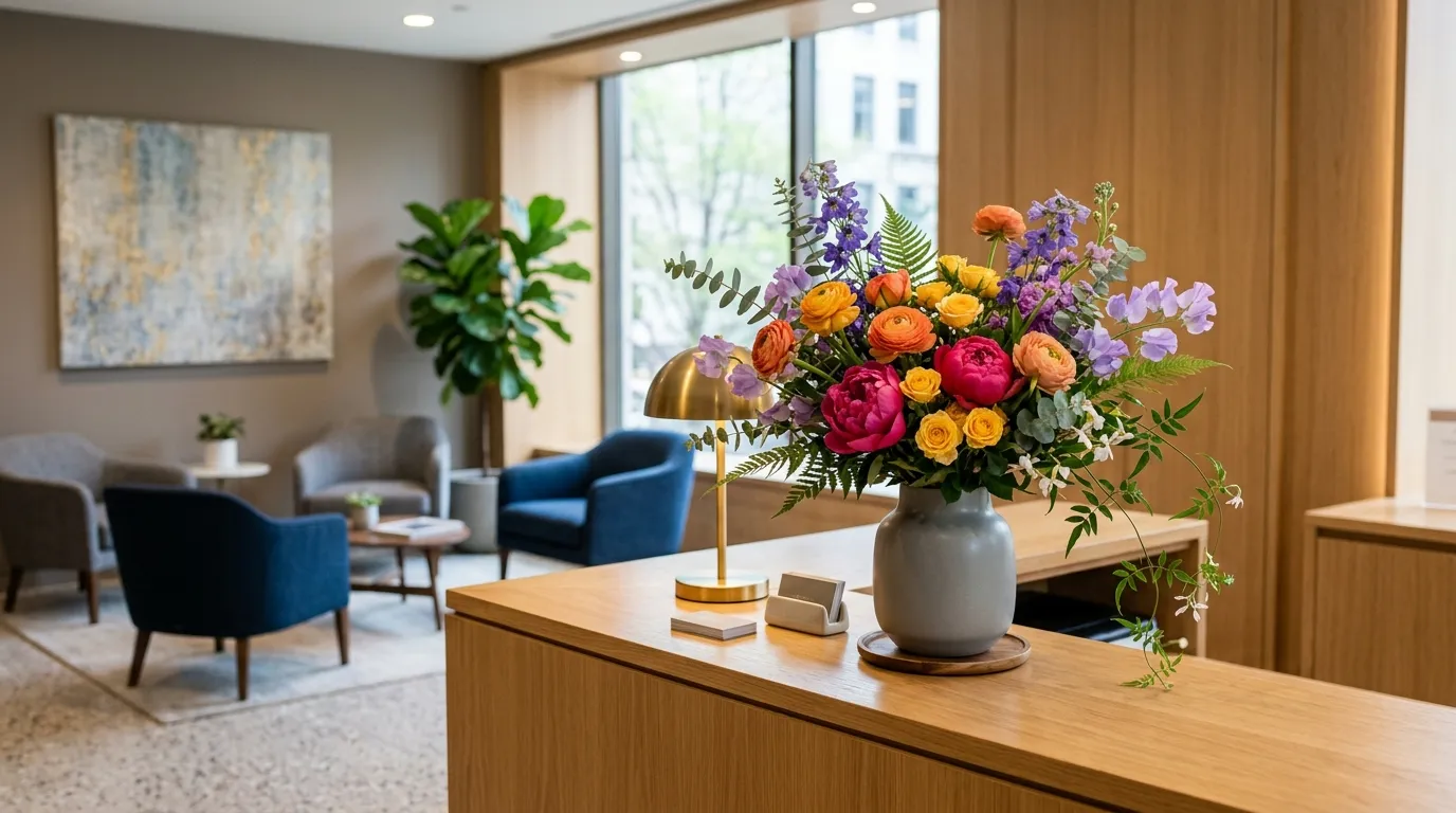 Office reception flower arrangement