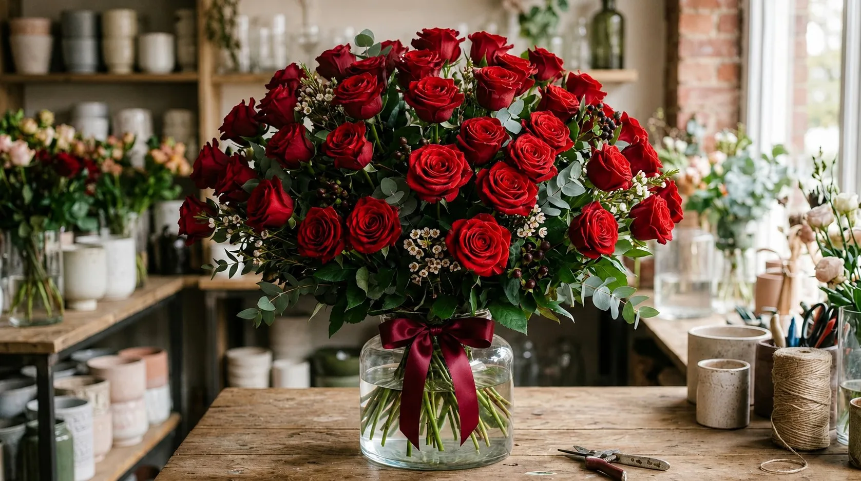 Fresh red roses gift arrangement, delivery to Huddersfield and Barnsley